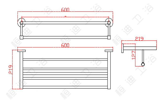 桓迪304不锈钢毛巾架 HD-6300