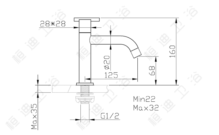 单冷面盆水龙头 HD-5A19