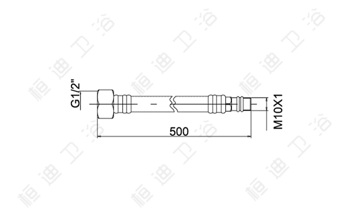 水龙头批发|水龙头厂家|桓迪304不锈钢编制软管HD-H21-M10X500