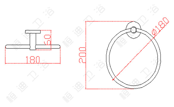 桓迪304不锈钢毛巾环 HD-7200